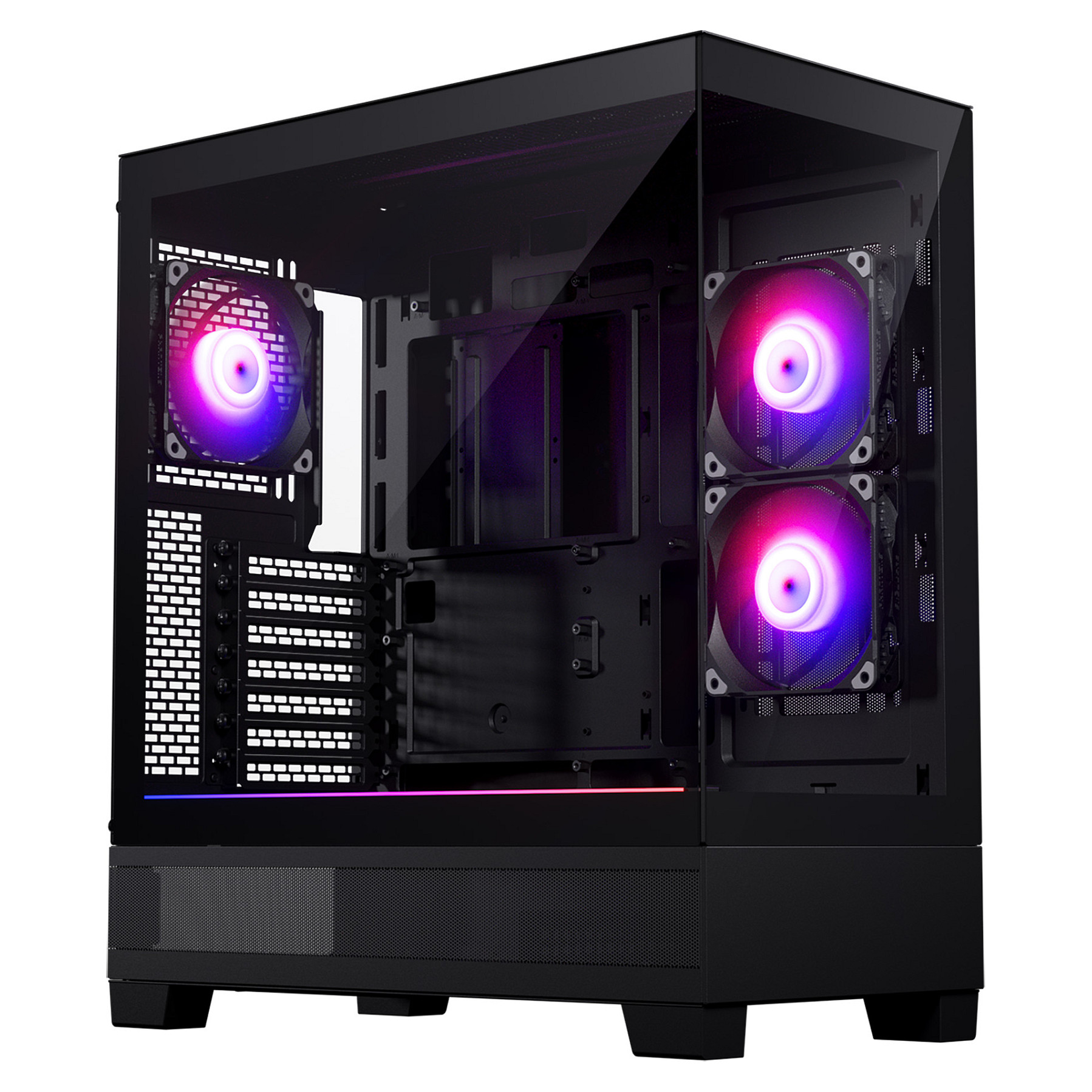Kasë Phanteks XT View / Midi Tower / E-ATX / 3x 120mm D-RGB Fan / Tempered Glass x2 - Zezë