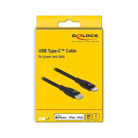 Kabllo USB DeLOCK 86638, USB 2.0 Type-C në Lightning, MFi, 2 m - Zezë thumbnail 3