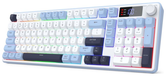 Tastierë Gaming Redragon Aria PRO K527WBL-PRO Wired&Wireless / Membranore / RGB / US - Bardhë/Blu 2