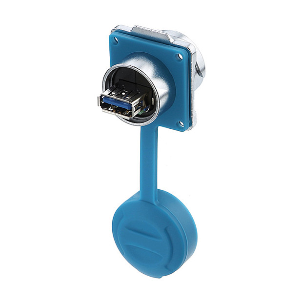 Lidhës USB 3.0 Good Connections IC03-24U302, A-A, Bajonetë, IP65/IP67 - Blu/Argjend 2