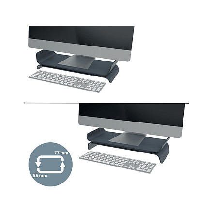 Mbajtëse për Monitor Leitz Ergo 65040089, 1 Monitor, Deri në 27", 2 Nivele të Lartësisë, 55 mm dhe 77 mm – Gri e Errët 2