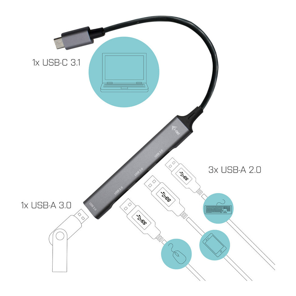 Hub D I-TEC USB-C 1X USB 3.0 + 3X thumbnail 3