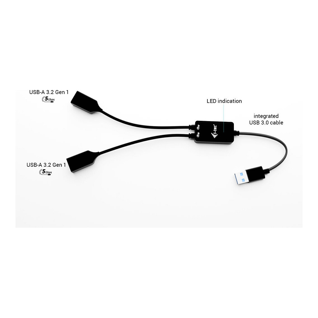 Hub USB i-tec U3CBLHUB2A, USB-A, 2x USB-A, USB 3.2 Gen 1, 5Gbps, Kabllo 10cm - Zezë 7