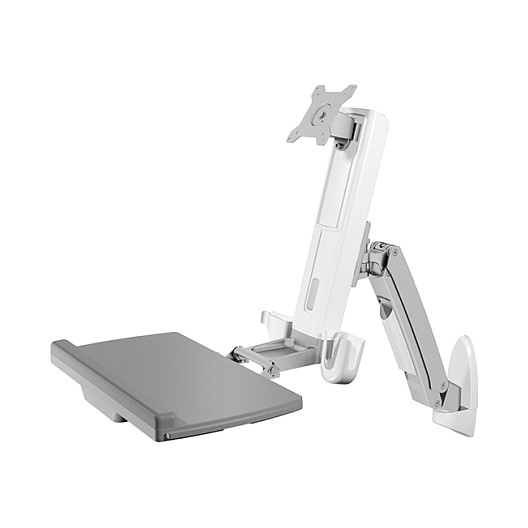 Mbajtëse për Monitor ICY BOX IB-MS600-W , 1 Monitor , deri 24" , deri 8kg , për mur , hapësirë për tastierë dhe maus , VESA 75x75 & 100x100 - Argjend/Bardhë 2