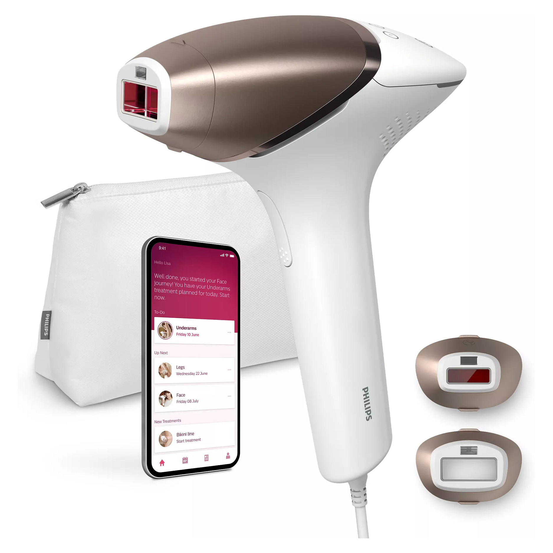 Depilator elektrik Philips Lumea IPL 9000 Series BRI955/00 / SenseIQ / 5 Nivele / SmartSkin / 3 Aksesorë / 450.000 Pulsime – Bardhë/Rozë 4