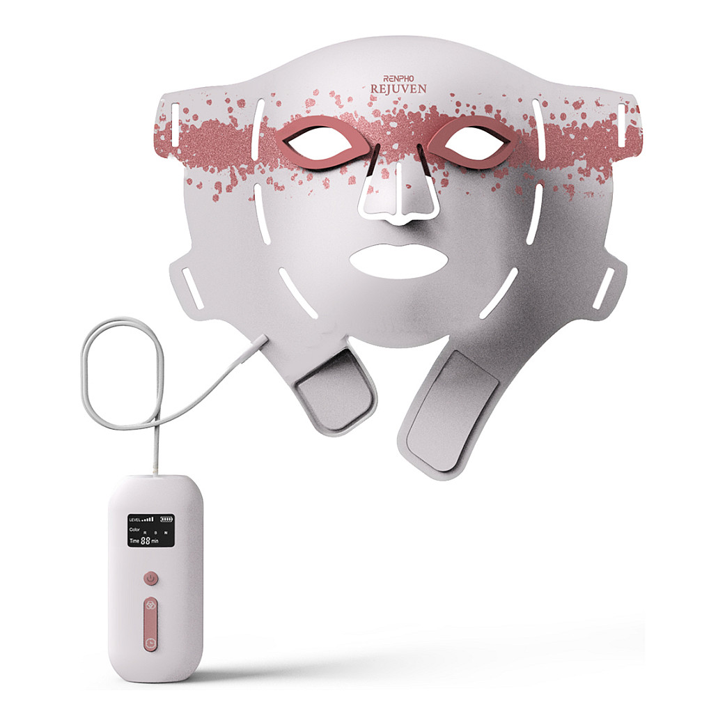 Maskë LED për Fytyrën RENPHO Artemis Blush / E100B-1 / 432 LED / 4 Mënyra Drite / 5 Nivele Intensiteti / Bateri 2000 mAh – Bardhë/Rozë