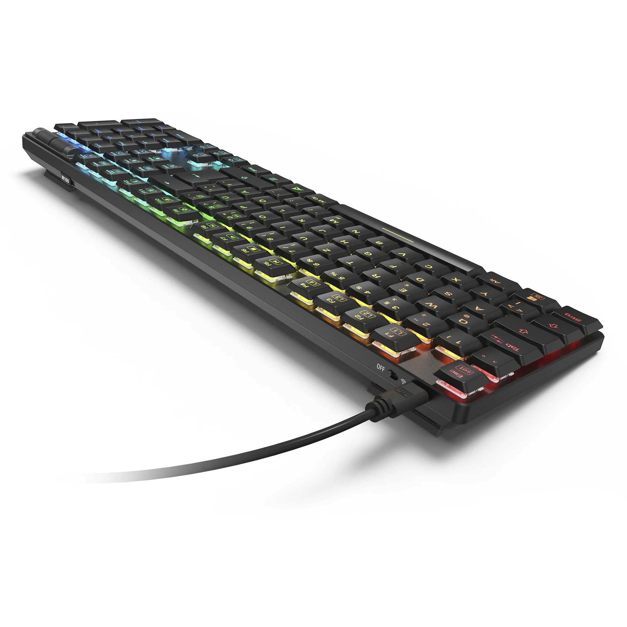 Tastierë Gaming Sharkoon PureWriter W100 / Wired / 105 Keys / Huano Linear Silent / USB-C + 2.4 GHz Wireless / RGB - Zezë 2