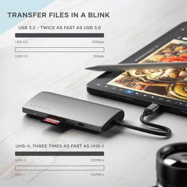 Hub Satechi ST-P8KEM / 4x USB-C / 1x HDMI 8K / Ethernet / SD / 1x USB-C 85W – Hiri 3