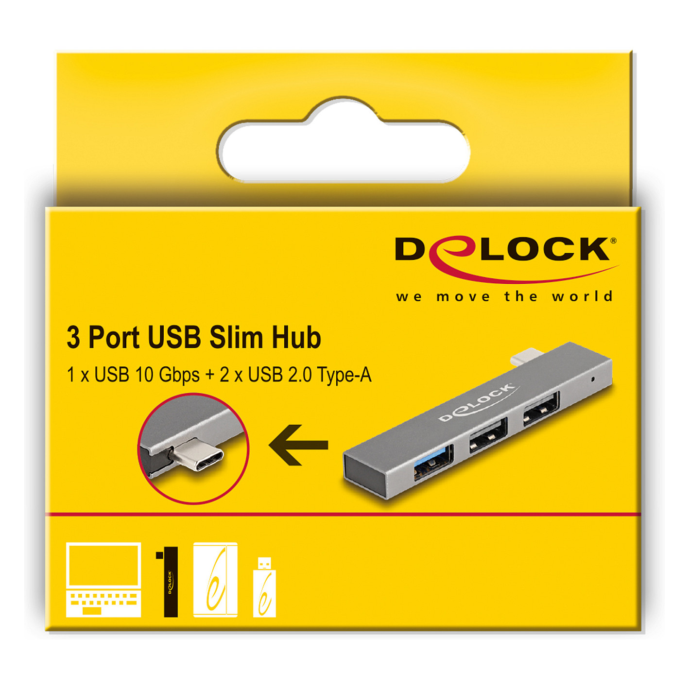 Hub USB DeLOCK 64274 / USB Type-C / 3 Porta / 1× USB 10 Gbps + 2× USB 2.0 - Gri 4