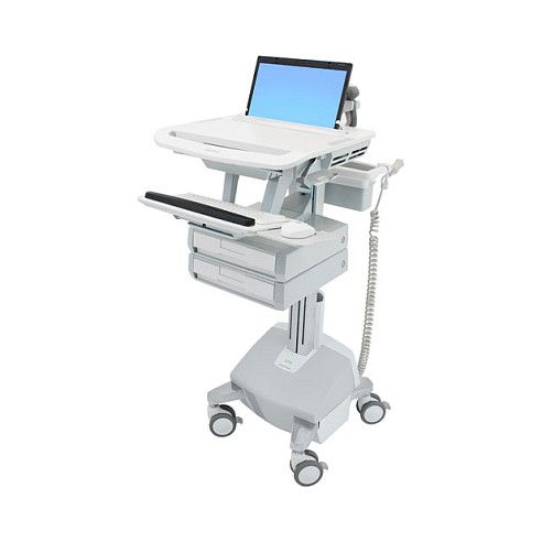 Karrocë për Laptop Ergotron StyleView SV44-1122-2, deri 17.3", 10kg, Rregullim Lartësie 51cm, Tabaka Tastiere, 2 Sirtarë, 4 Rrota - Hiri/Bardhë