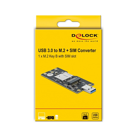 Adapter DeLOCK 63166, USB 3.0 Type-A në M.2 Key B, Slot SIM - Zezë 5