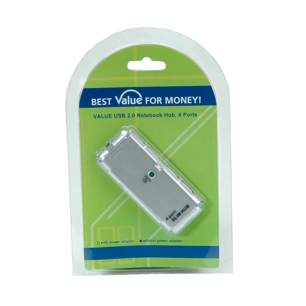 Hub USB-A VALUE 14.99.5015, 4x USB-A 2.0, 480 Mbps, Kabllo 30 cm, Korpus Plastik – Argjend 2