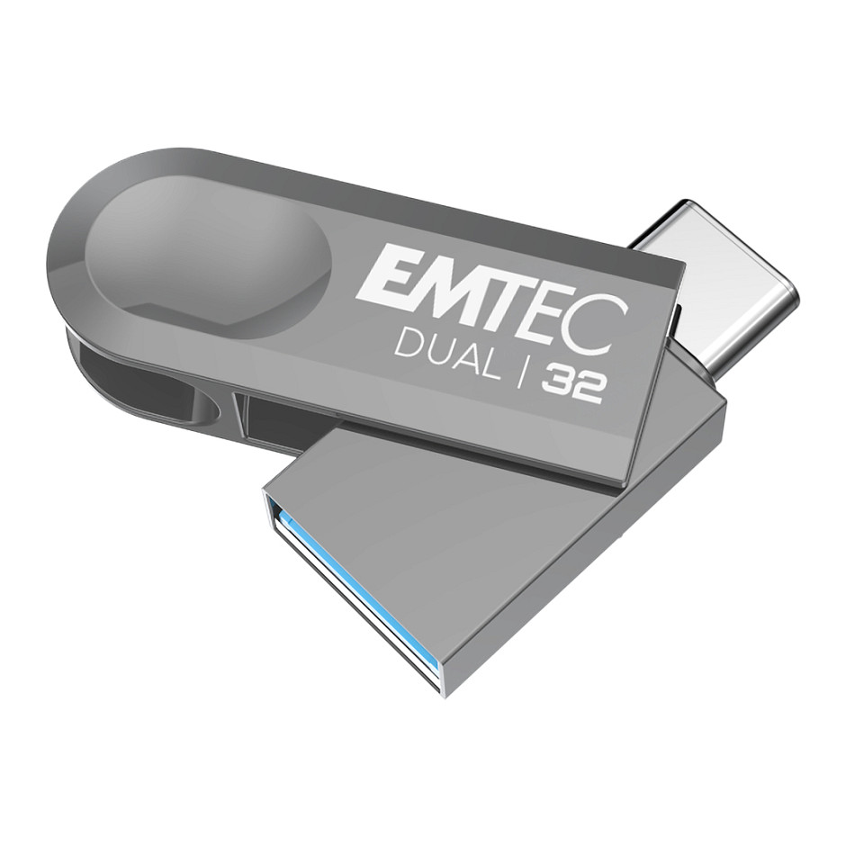 USB Flash Drive EMTEC D280 Dual / 32GB / USB Type-A + USB Type-C / USB 3.2 Gen 1 - Argjend