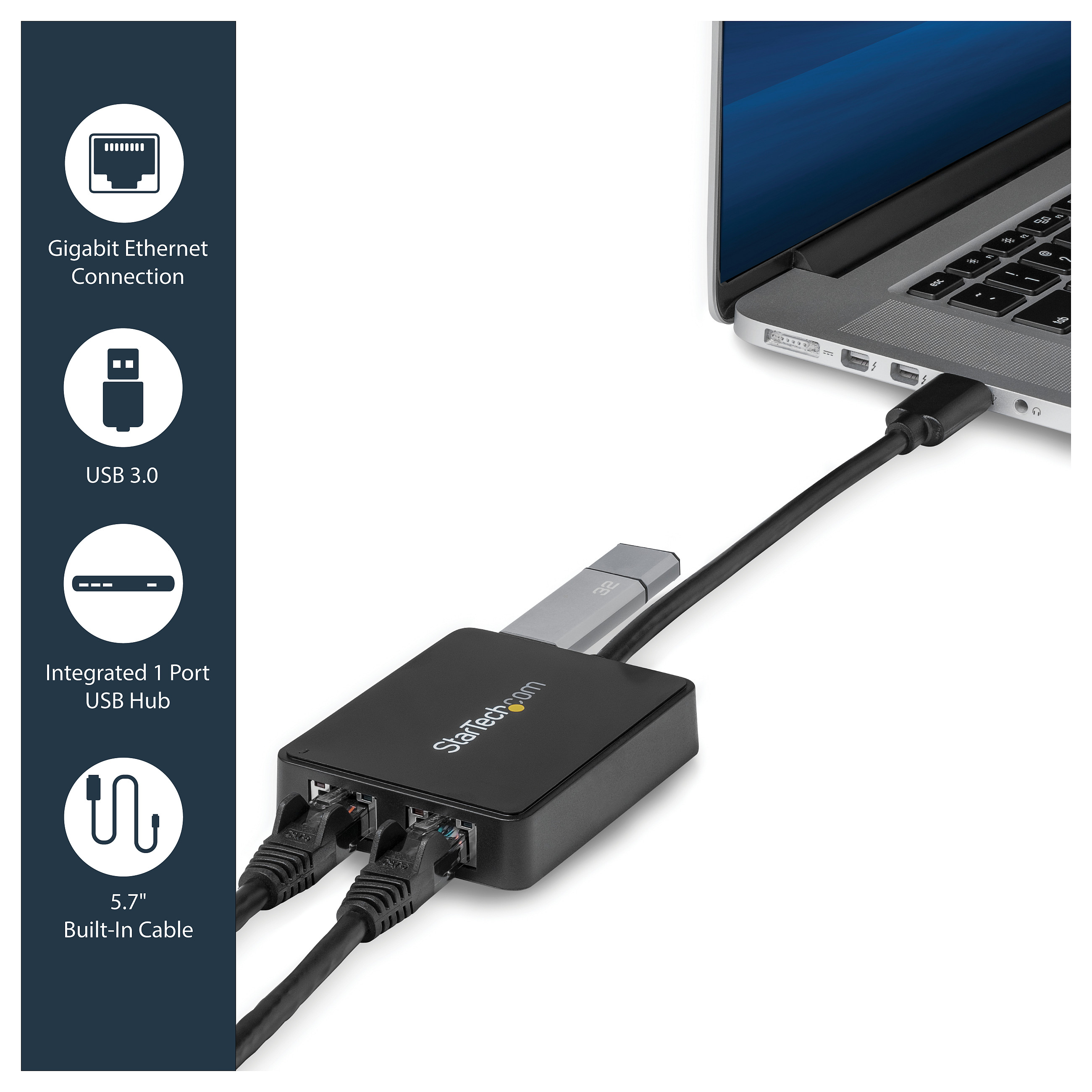 Adapter Rrjeti USB StarTech.com USB32000SPT, USB-A 3.0, 2x Gigabit LAN RJ45, 10/100/1000Mbps, 1x USB-A 3.0 Pass-Through, ASIX AX88179A + VIA VL817 - Zezë 9
