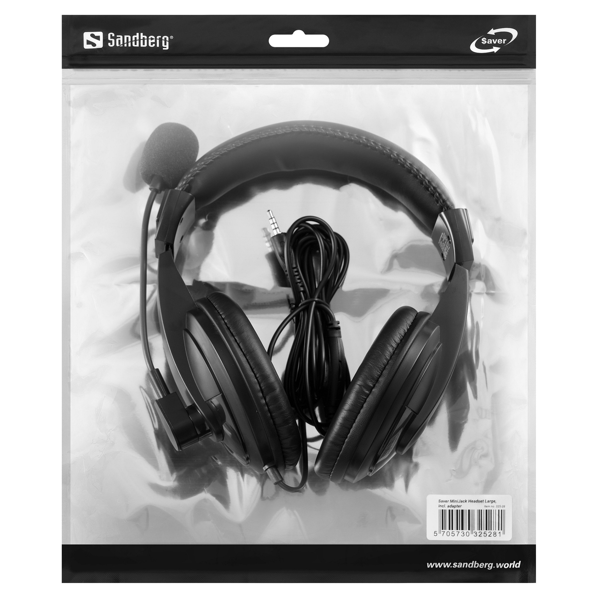 Kufje me kabllo Sandberg Saver MiniJack Headset Large 325-28 / 3.5mm / 40mm / 20-20000Hz / Mikrofon / 2.5m - Zezë 3