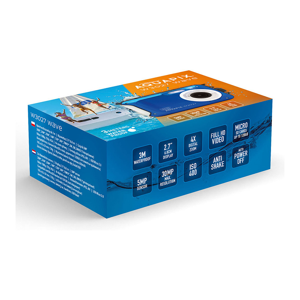 Kamerë digjitale Easypix Aquapix W3027 Wave, 5MP, Full HD, Zoom Digjital 4×, Rezistente ndaj Ujit 3m - Blu 8