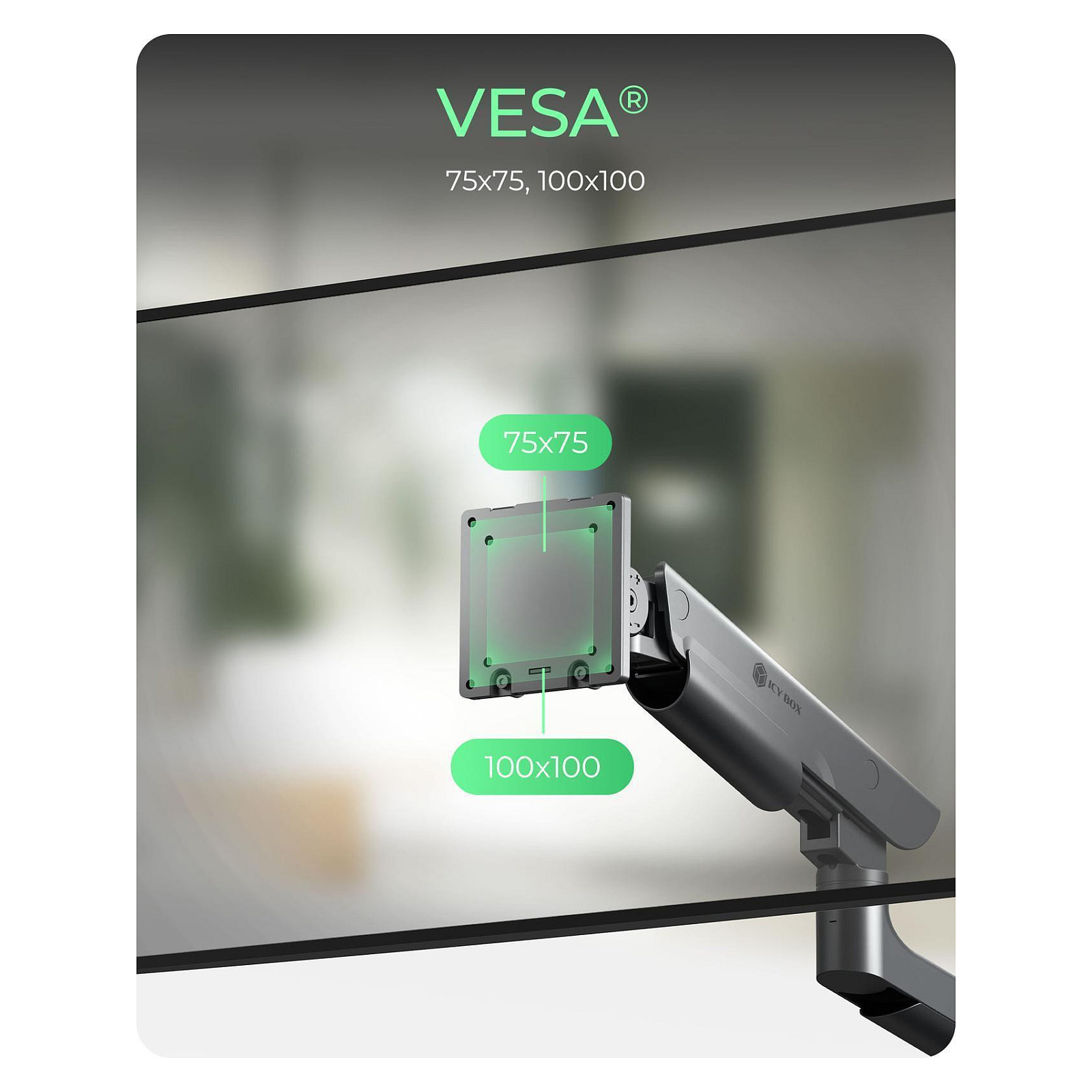 Mbajtëse për Monitor ICY BOX IB-MS702-T / 2 Monitorë / 13–27" / deri 7kg për Monitor / VESA 75x75 & 100x100 / Gas Spring / Rotacion 360° - Zezë 8