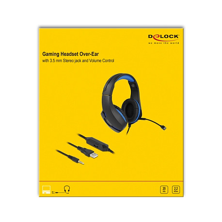 Kufje Gaming DeLOCK 27182 / Wired / 3.5mm / 40mm / Mikrofon / LED Blu - Zezë/Blu 5