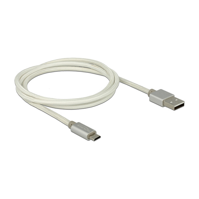 Kabllo USB DeLOCK 83916, USB-A në Micro-B, 1 m, USB 2.0 – Bardhë 2
