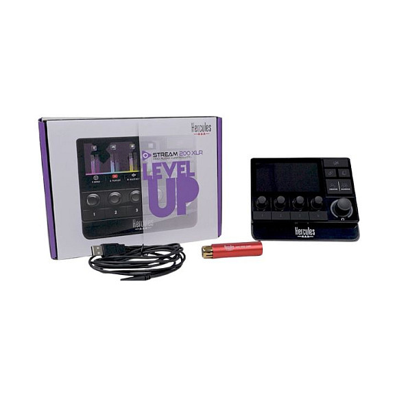 Kontrollues audio për transmetim Hercules Stream 200 XLR, kartë zanore e integruar, hyrje mikrofoni XLR, ekran LCD 4.3", USB-C - Zezë 4