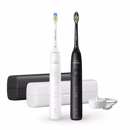 Furçë dhëmbësh elektrike Philips Sonicare Series 5500 HX7119/02 / 2 Modalitete / Pressure Sensor / BrushPacer / SmartTimer / 62.000 Lëvizje/min / 21 Ditë – Bardhë/Zezë