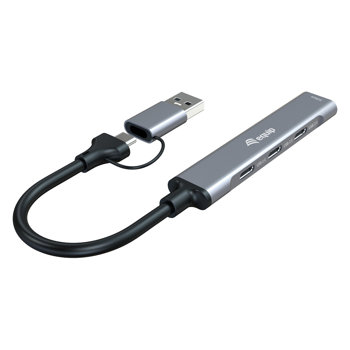 Hub Equip 128969, 3x USB-C, 1x USB-A, USB 3.2 Gen 1, 5Gbps - Gri 2