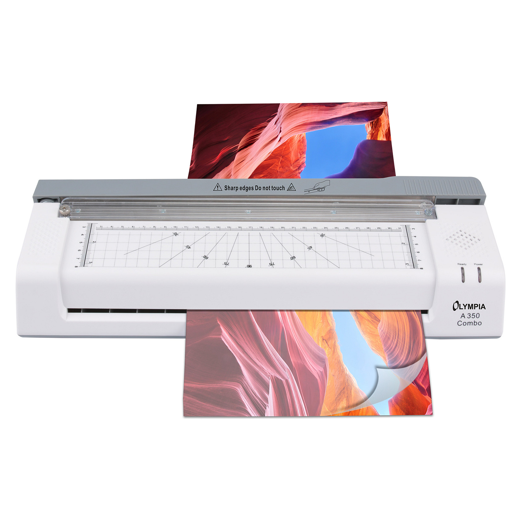 Laminator Olympia A 350 Combo, A3, Hot & Cold, 330mm, 250mm/min, 75–125µm + Prerës + Rrumbullakues qoshe - Bardhë 2