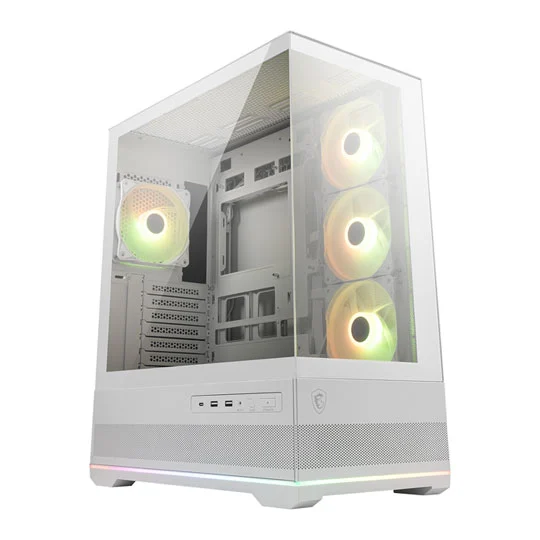 Kasë MSI MAG PANO 110R PZ / ATX Mid-Tower / Xham Panoramik 270° / 4x120mm ARGB / USB 3.2 Gen2 Type-C – Bardhë