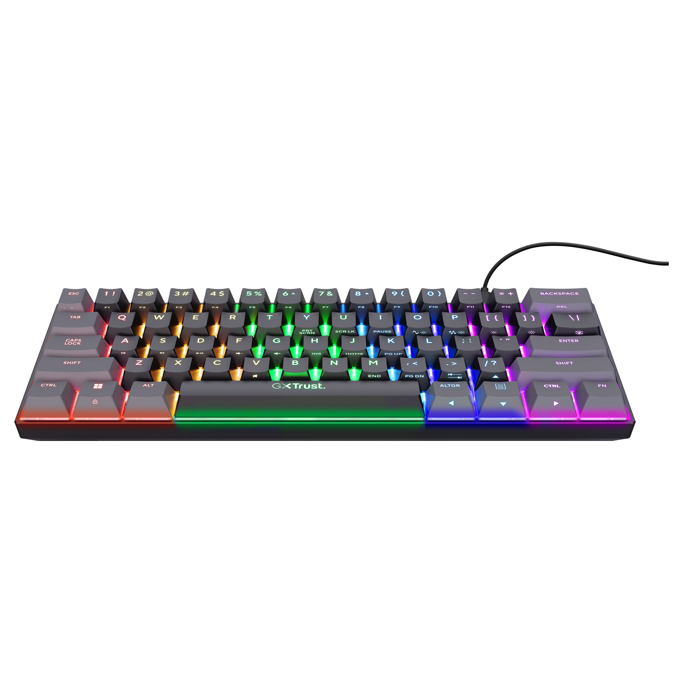 Tastierë Gaming Trust GXT 867 Acira / Wired / QWERTZ / Mekanike / RGB LED / 60% / 61 Taste - Zezë/Gri 2