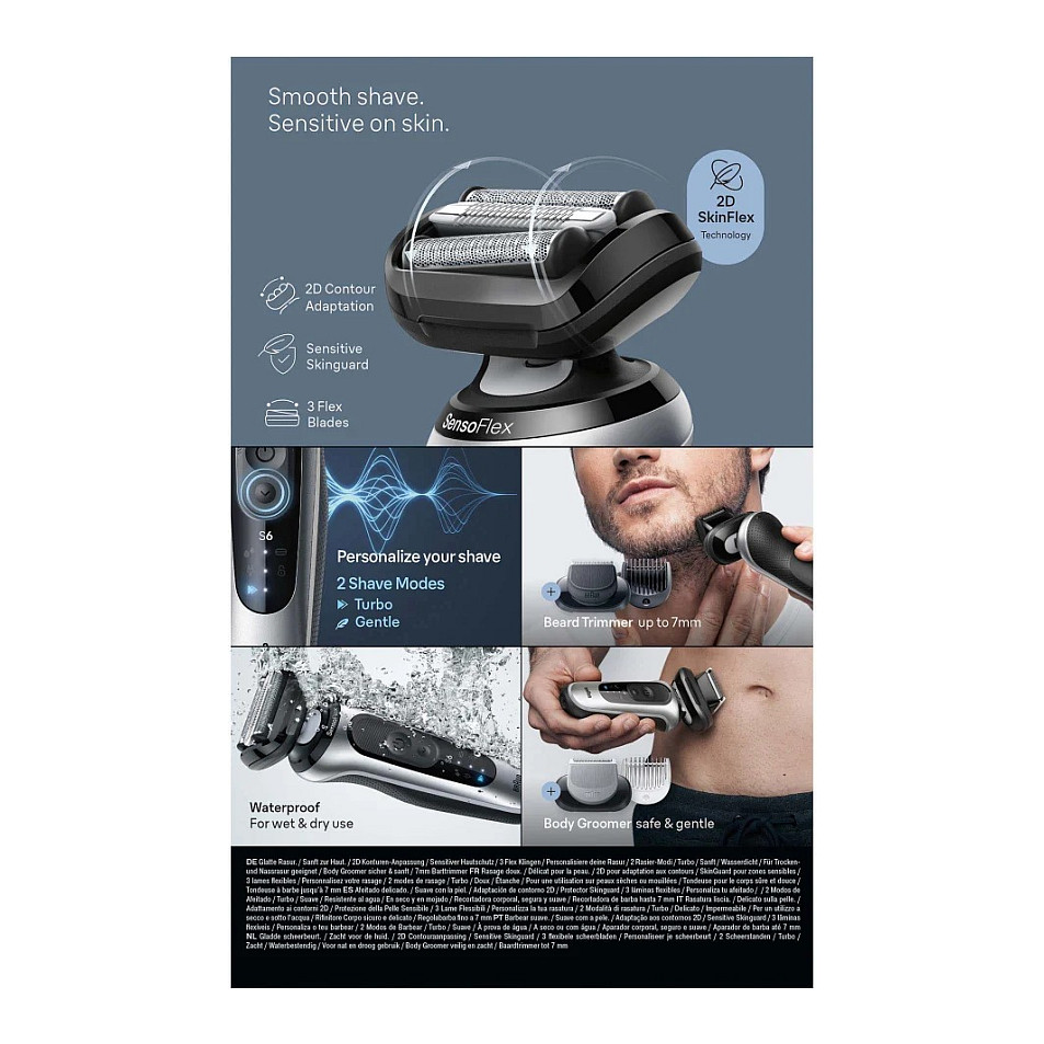 Makinë e rrojës Braun Series 6 62-S7650cc, Wet & Dry, SmartCare Center – Argjend/Zezë 4