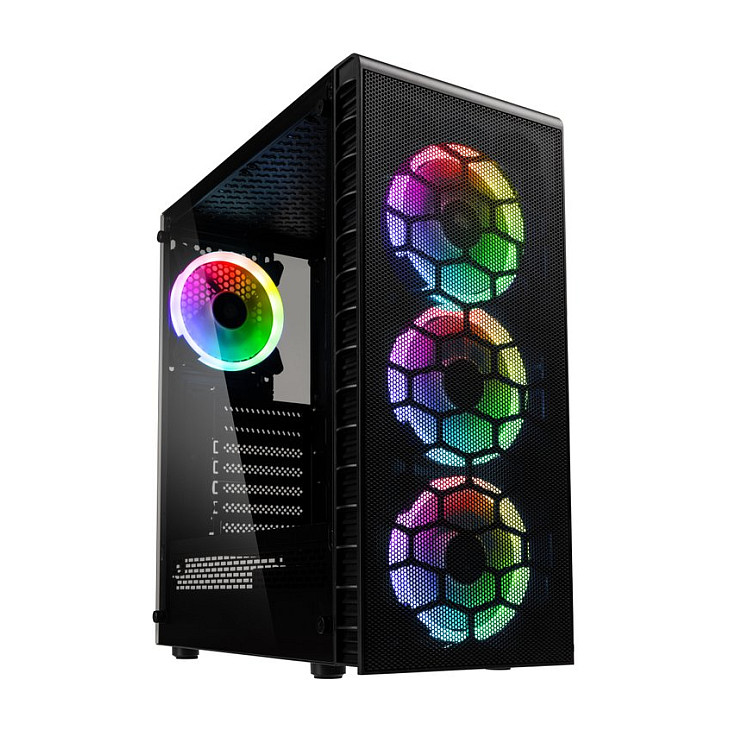 Kasë PC Kolink Observatory Lite Mesh / Midi Tower / ATX / 4x 120mm ARGB Fan / Mesh - Zezë