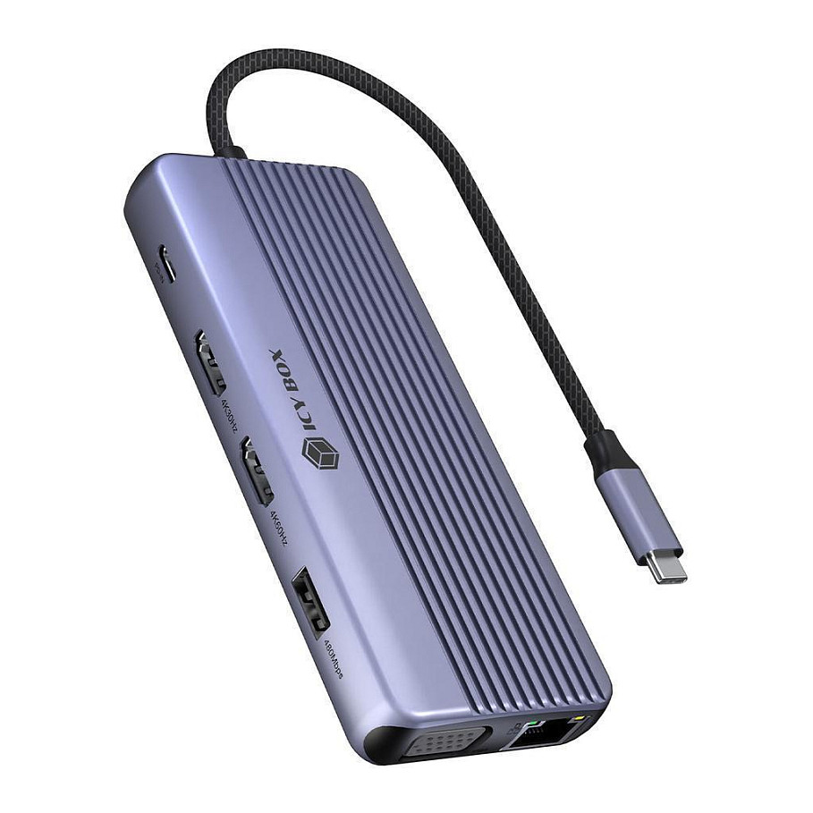 Docking Station ICY BOX IB‑DK4062‑CPD / 1xUSB‑C / 4xUSB-A / 2xHDMI / 1xVGA / LAN - Argjend