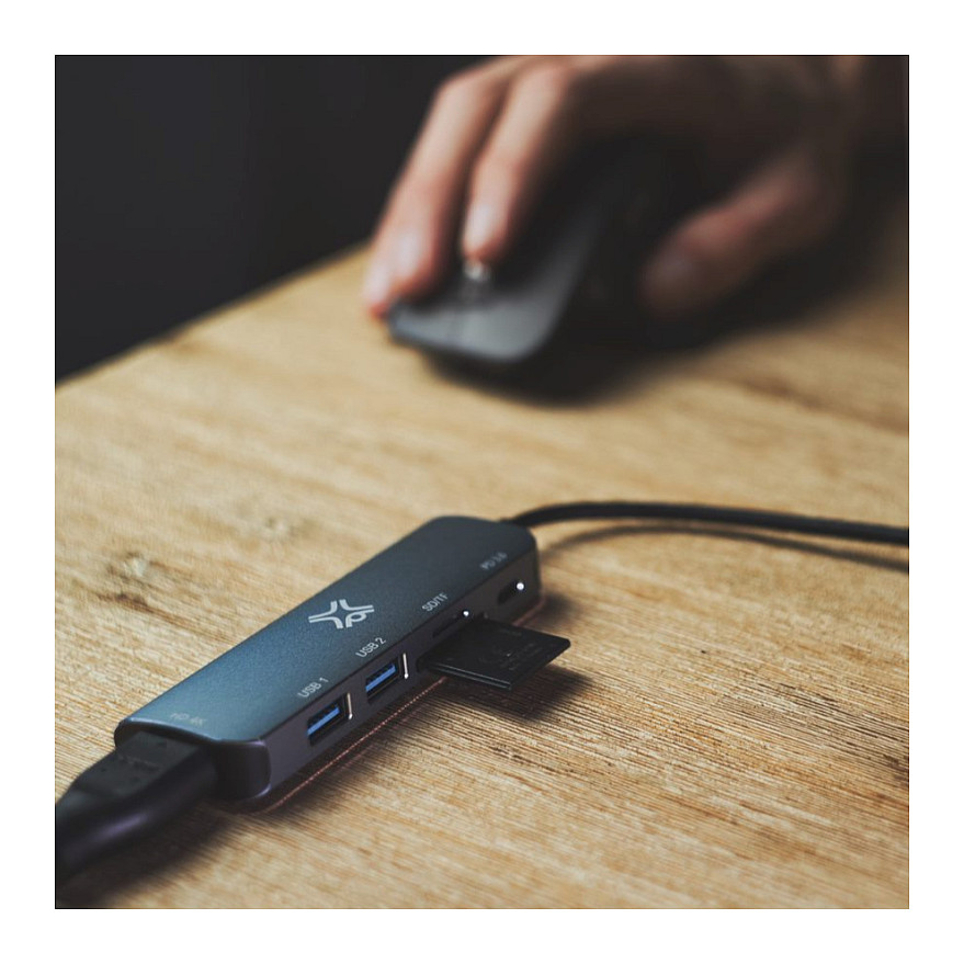 Hub USB-C XtremeMac XWH-HUB6-13, 6-port, HDMI 4K, USB-A 3.0, USB-A 2.0, SD/microSD, USB-C PD - Hiri 6