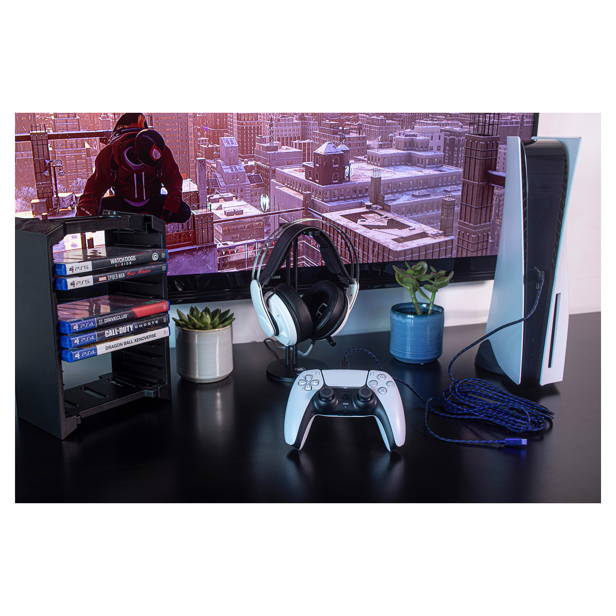 Aksesorë për Konsolë Venom VS5002 / PlayStation 5 / Dual Play & Charge Cable / USB-A në 2x USB-C / 3 m – Zezë/Blu 5