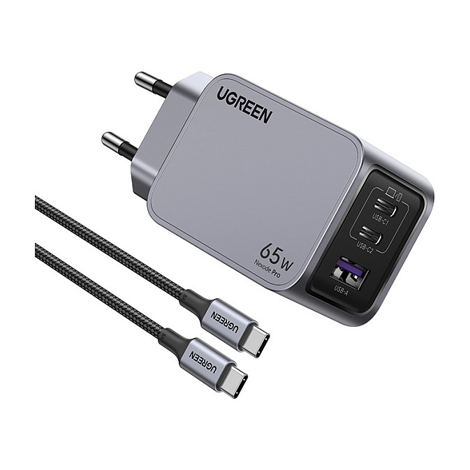 UGREEN Nexode RG Robot GaN 65W – Karikues 2× USB-C + USB-A, LED Display, Fast Charge, E zezë 9