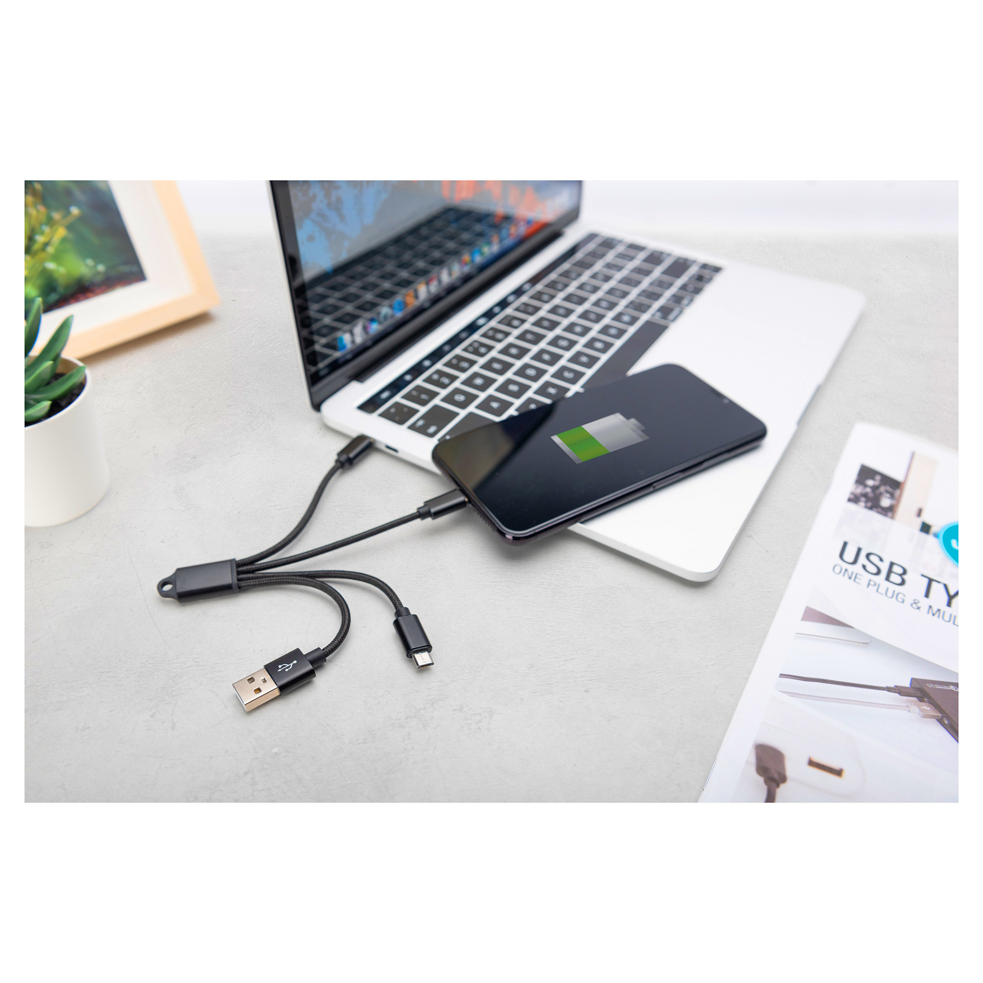 Adapter DIGITUS 3‑in‑1 Charging Cable USB‑A to Lightning + Micro USB + USB‑C thumbnail 3