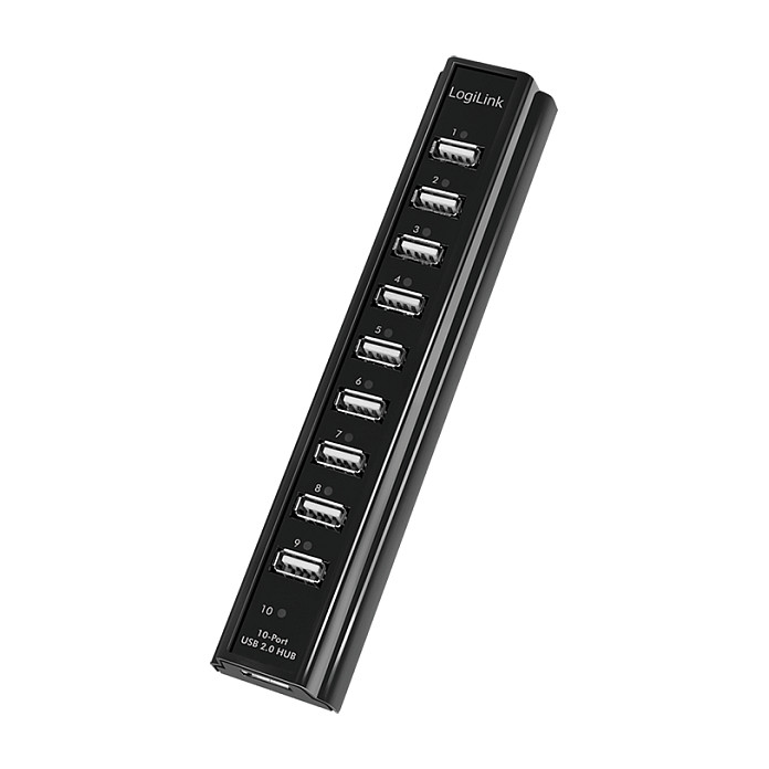 Hub LogiLink UA0096 , 10x USB-A , USB 2.0 , 480Mbps , Furnizim me Energji , 5V, 3.5A - Zezë 5