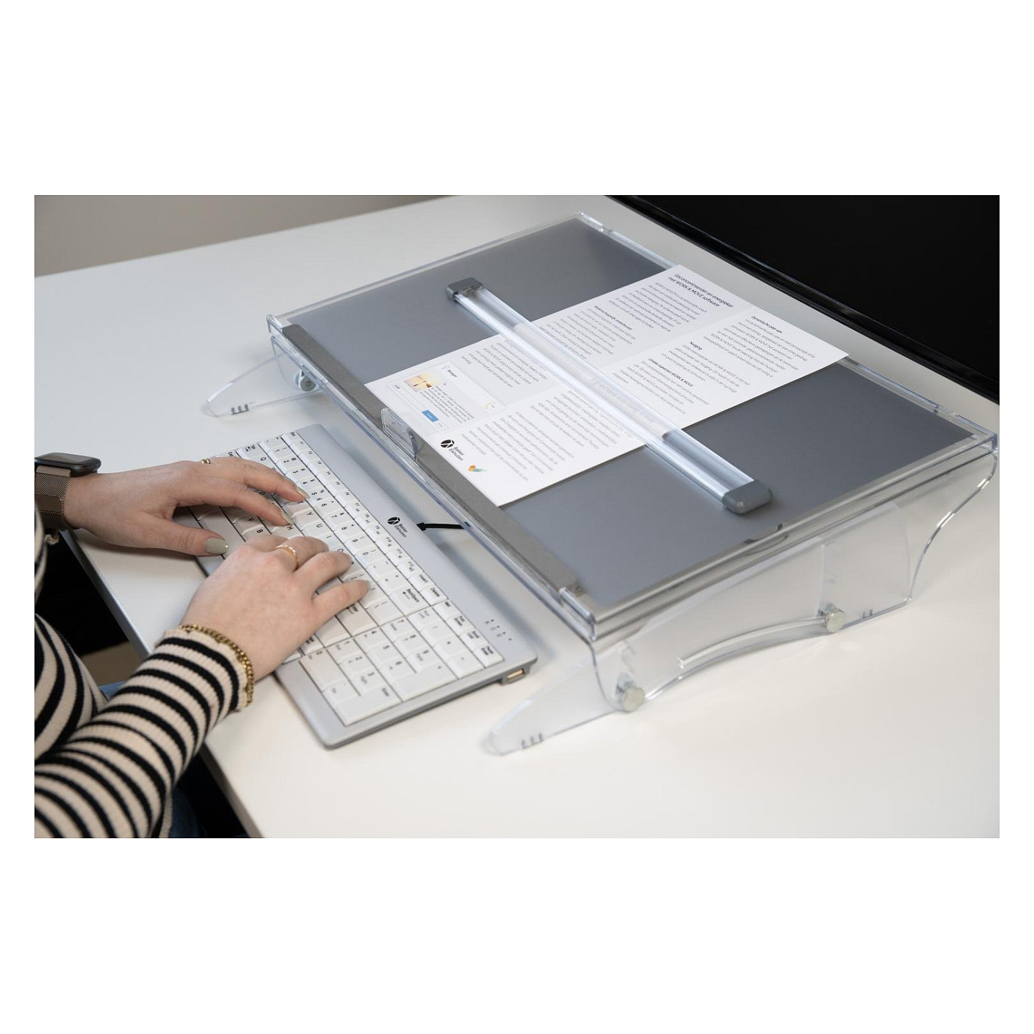 Mbajtëse Dokumentesh BakkerElkhuizen FlexDesk 640 ComfortRead / 515x380mm / 5kg / 3 Nivele - Transparente 2