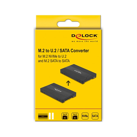 Adapter DeLOCK 64301, M.2 Key M NVMe në U.2, M.2 Key B SATA në SATA, për 2.5" - Zezë 6