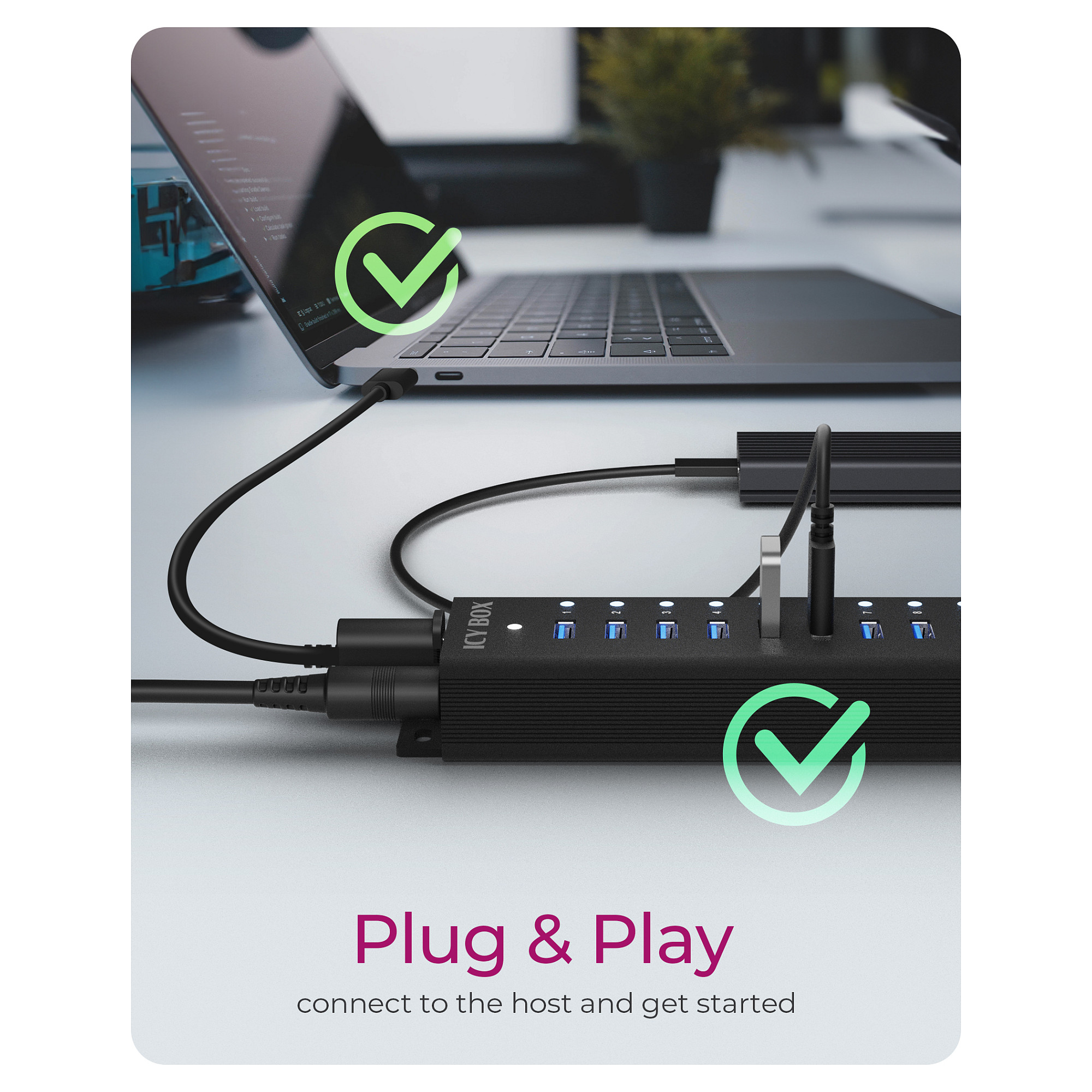 Hub ICY BOX IB-HUB1717-U3, 16x USB-A 3.2 Gen 1, 1x USB-A për karikim, 5Gbps, 7.5W, 96W - Zezë 7