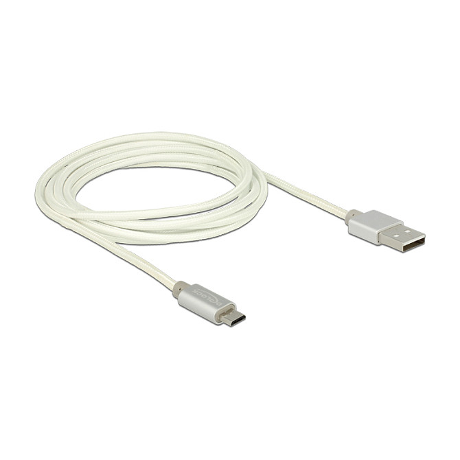 Kabllo USB DeLOCK 83917, USB-A Mashkull në USB Micro-B Mashkull, 2 m, USB 2.0, 2.4 A – Bardhë 2