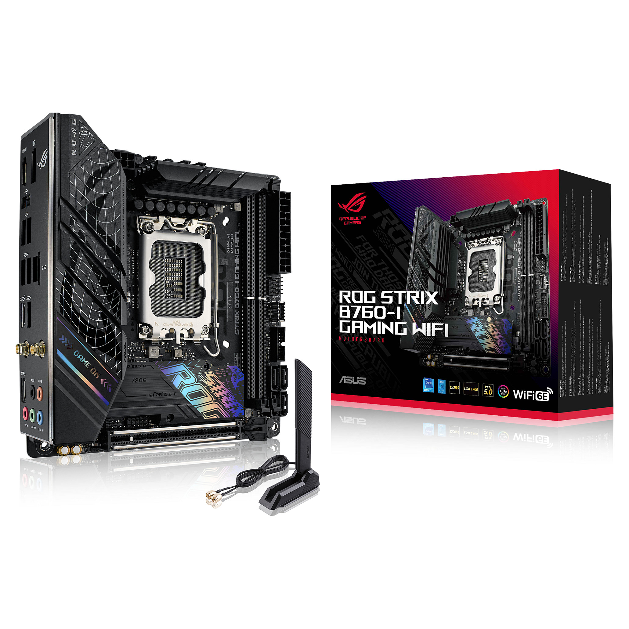 Pllakë Amë MB Intel Gaming ASUS ROG STRIX B760-I GAMING WIFI ITX / DDR5 / LGA 1700 / HDMI+DP