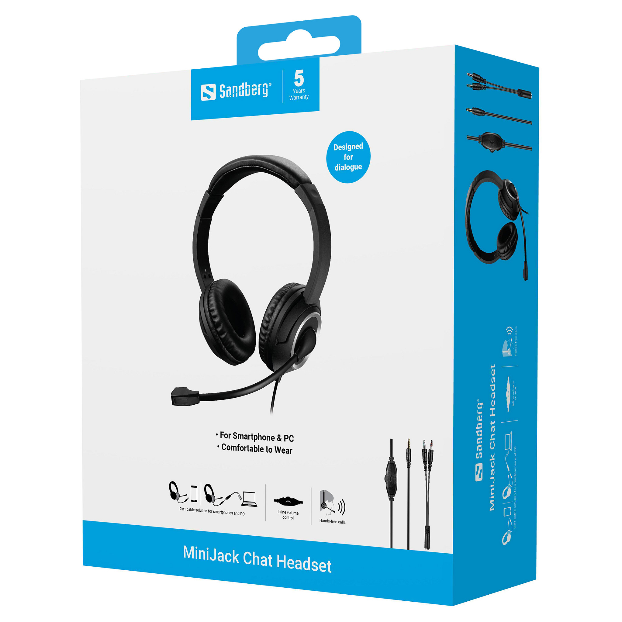 Kufje me kabllo Sandberg MiniJack Chat Headset 126-15 / 3.5mm / 40mm / 20-20000Hz / Mikrofon / 1.8m - Zezë 5