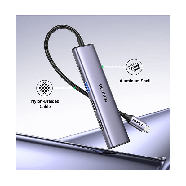 Hub UGREEN 15495 / 5-in-1 / USB-C / 100W PD / HDMI / 3x USB-A / 4K@30Hz / 5Gbps - Gri 5