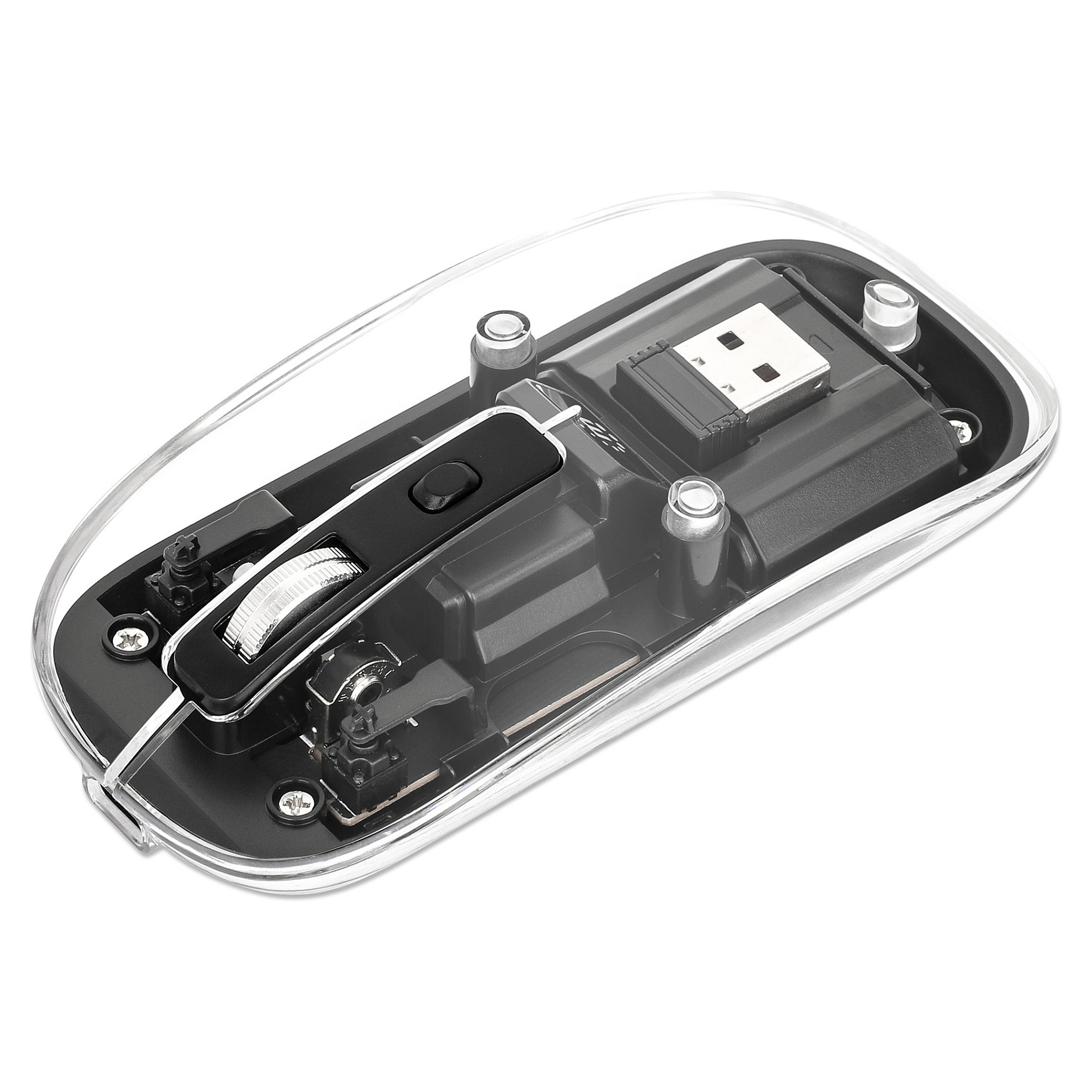 Maus pa kabllo Manhattan IWM‑201RL / USB‑A / 4 Buttons / RGB LED - Zezë / Transparente
