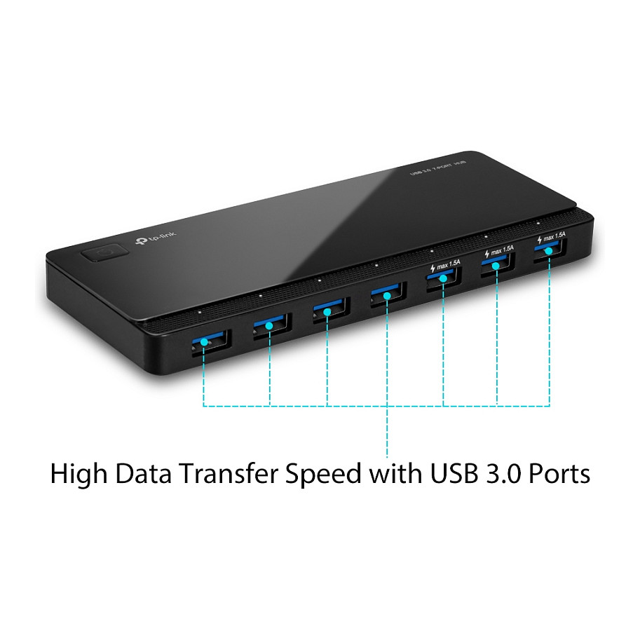 TP-Link UH700 USB 3.0 7-Port Hub – 7× USB-A, 5Gbps, 12V/2A, 5V/1.5A, E Zezë 2