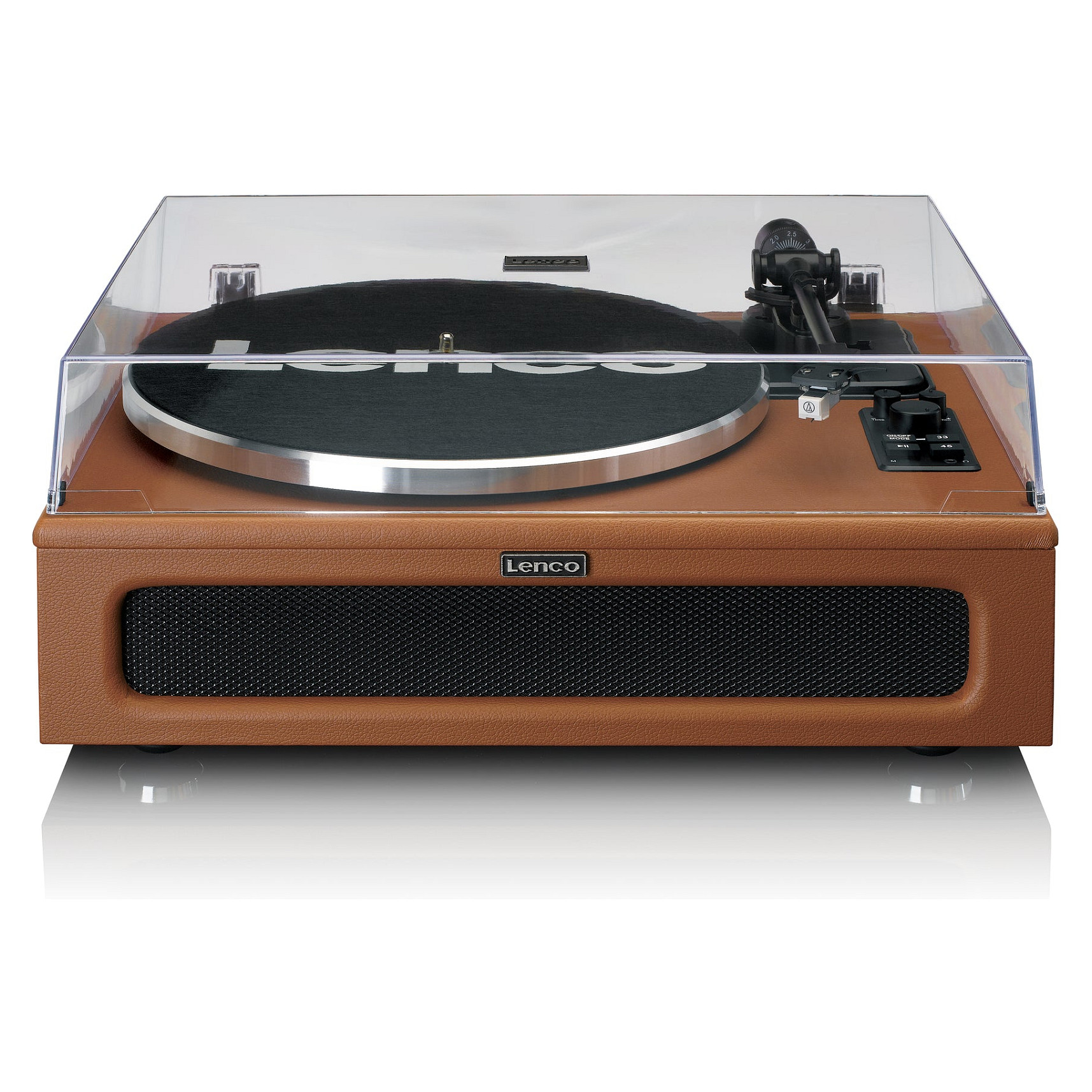 Gramafon Lenco LS-430BN, Bluetooth 5.0, 4 altoparlantë të integruar, 40 W RMS, 33⅓ dhe 45 RPM, dalje RCA, hyrje AUX 3.5 mm, mbulesë kundër pluhurit - Kafe 2