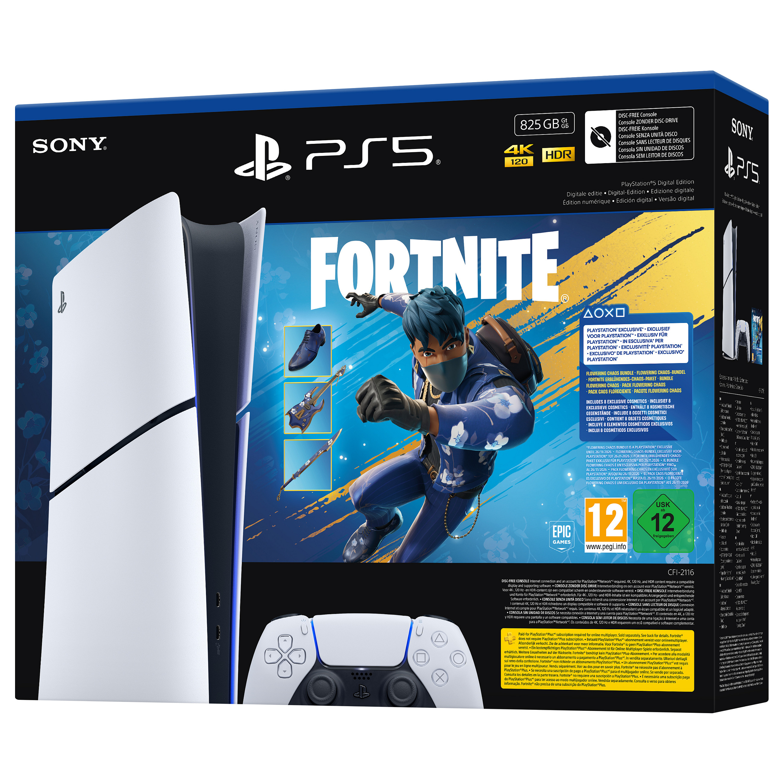 Konsolë Sony PlayStation 5 Slim Digital Edition, 825GB SSD, Fortnite Flowering Chaos Bundle 5