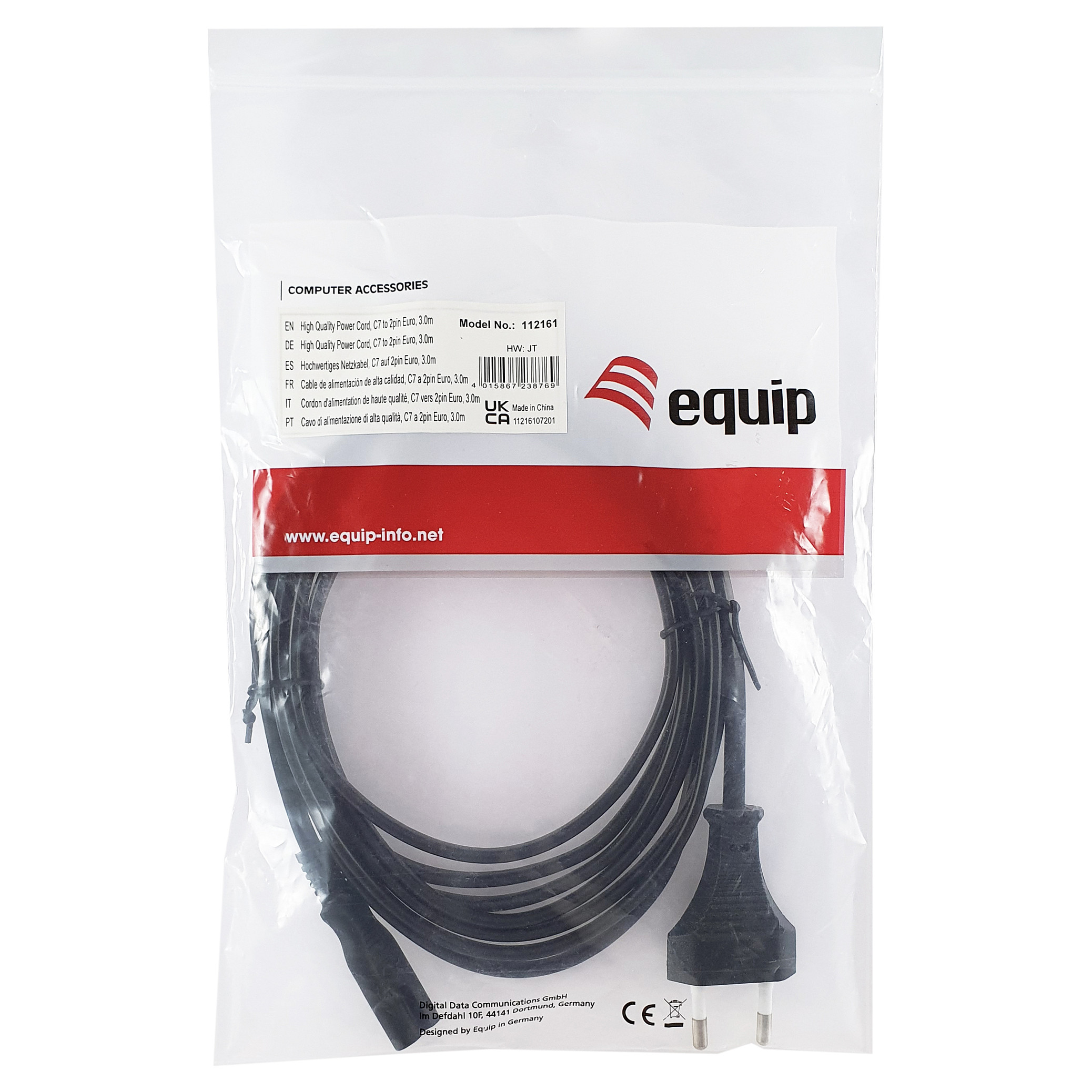Kabllo për Furnizim me Energji Equip 112161, Euro Plug CEE 7/16 në IEC C7 (Euro 8), 3 m, 2x0.75 mm², 2.5 A, 250 V – Zezë 5
