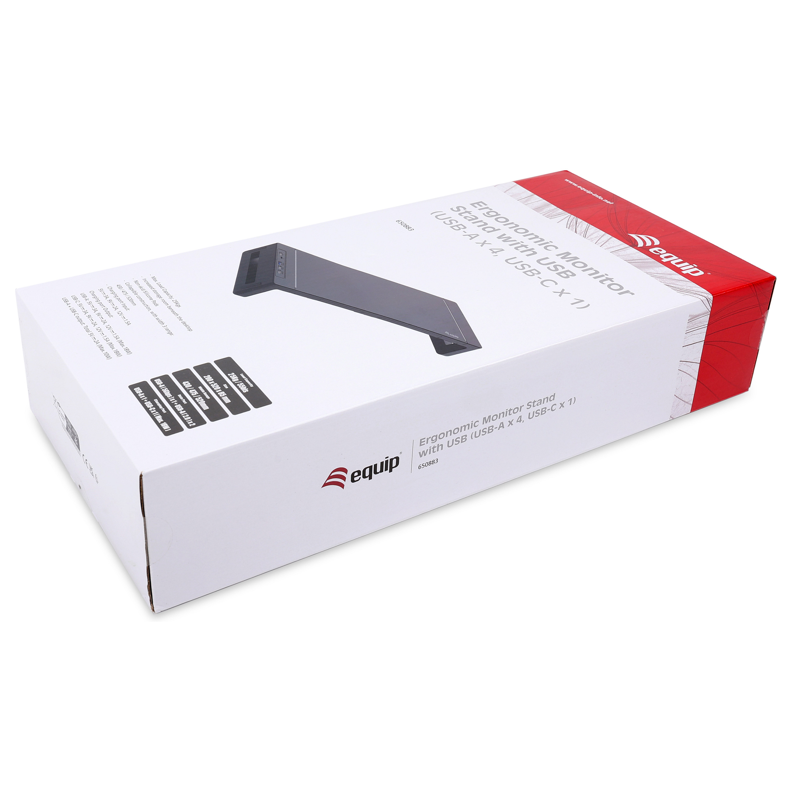 Mbajtëse për Monitor Equip 650883 / 1 Monitor / deri 25kg / USB-A & USB-C / Lartësi e Rregullueshme - Zezë 9